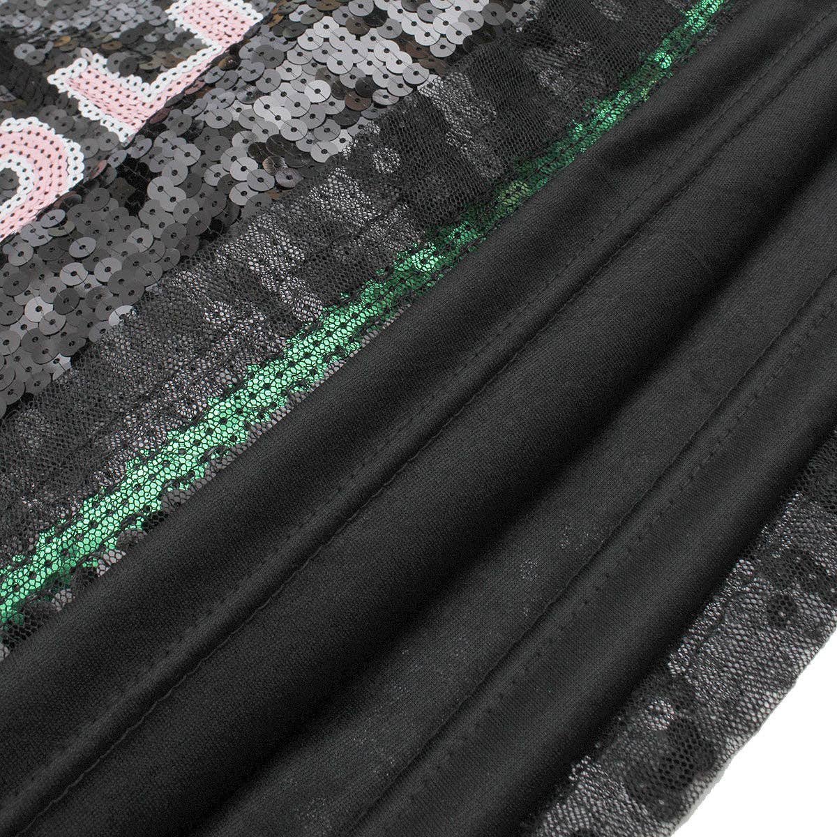 Alpha Kappa Alpha Black Sequin Jersey Shirt: Pink and Green