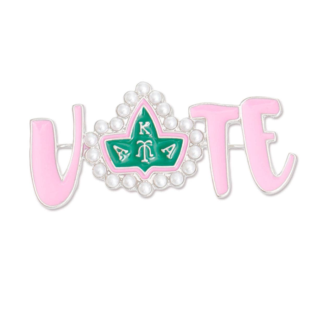 Brooch Alpha Kappa Vote Sorority Pin for Women: Pink and Green