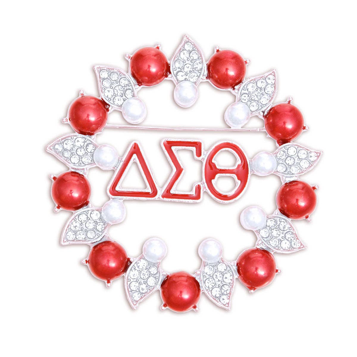 Brooch Red White Delta Pearl Pin for Women: Red and White