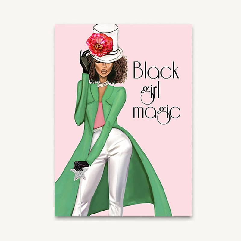 Black Girl Magic Card - Pink & Green