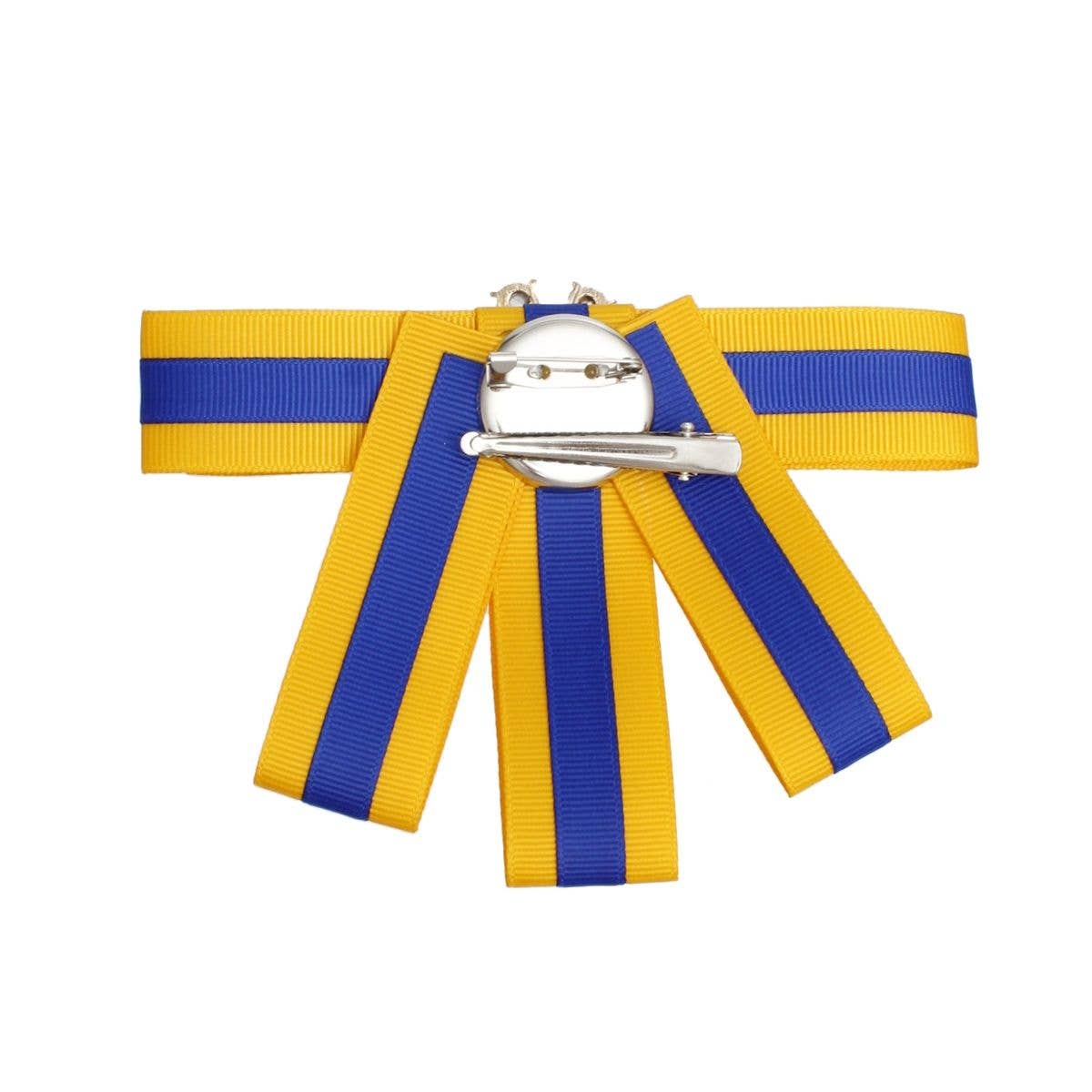 SGRHO Sorority Blue Gold Bow Tie Style Brooch: Gold
