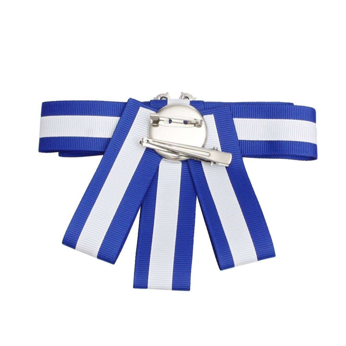 ZPB Sorority Blue White Bow Tie Style Brooch: Blue and White