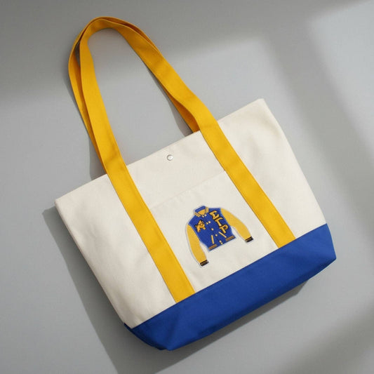 SGRHO Sorority Large Canvas Tote Bag Reusable Merch: Color: Gold and Blue