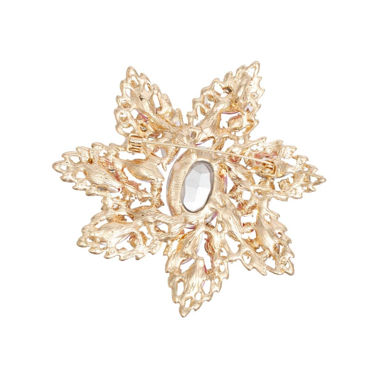 AKA Pointed Flower Pink Green Crystal Brooch: Pink and Green