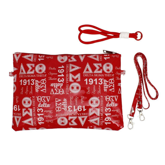 DST Sorority Pride Graphic Print Wristlet Pouch: Color: Red and White