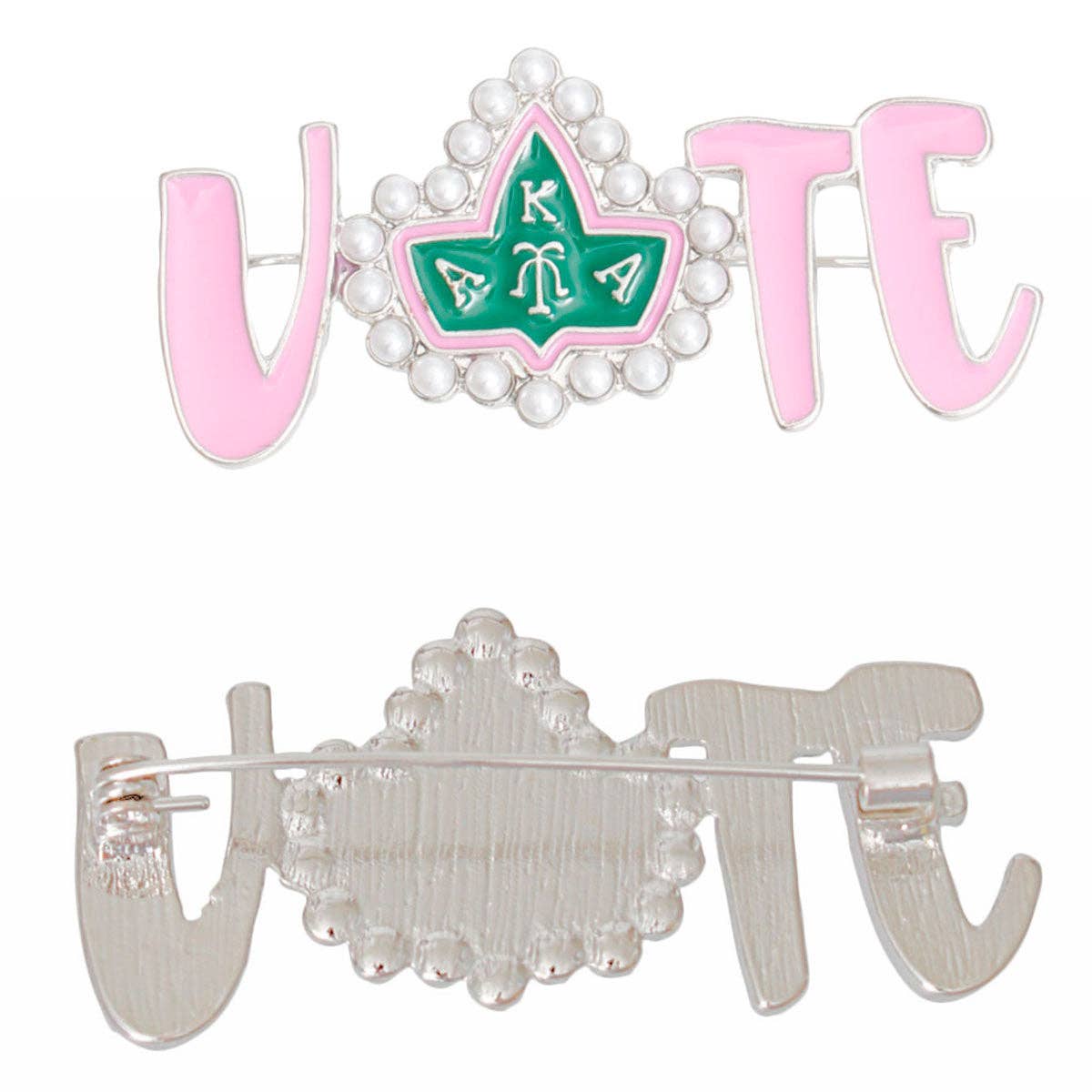 Brooch Alpha Kappa Vote Sorority Pin for Women: Pink and Green