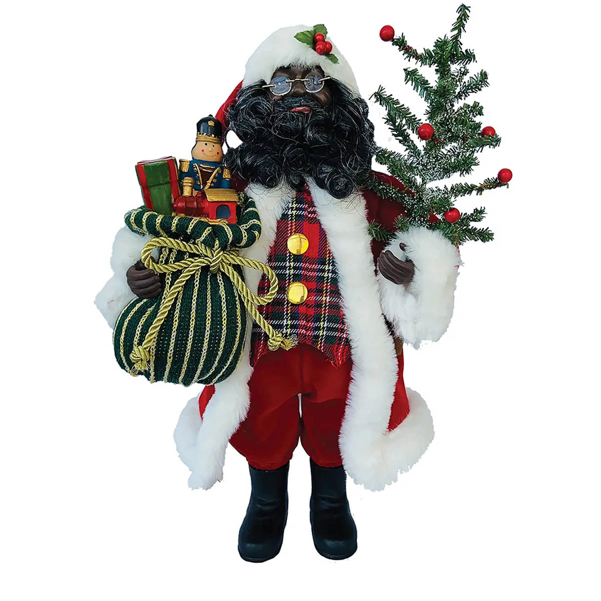 Black Tartan Plaid Santa