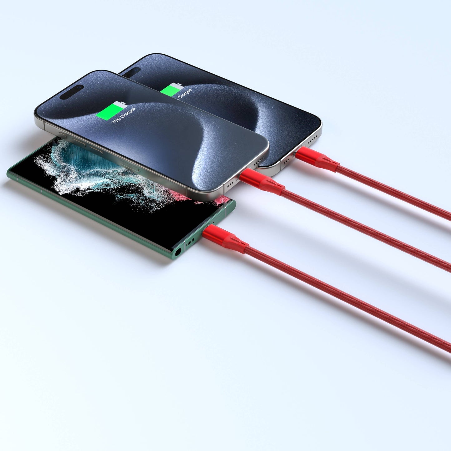 3-in-1 Cable For IPhone/Ipad & Android Devices - Retail Pack: Red