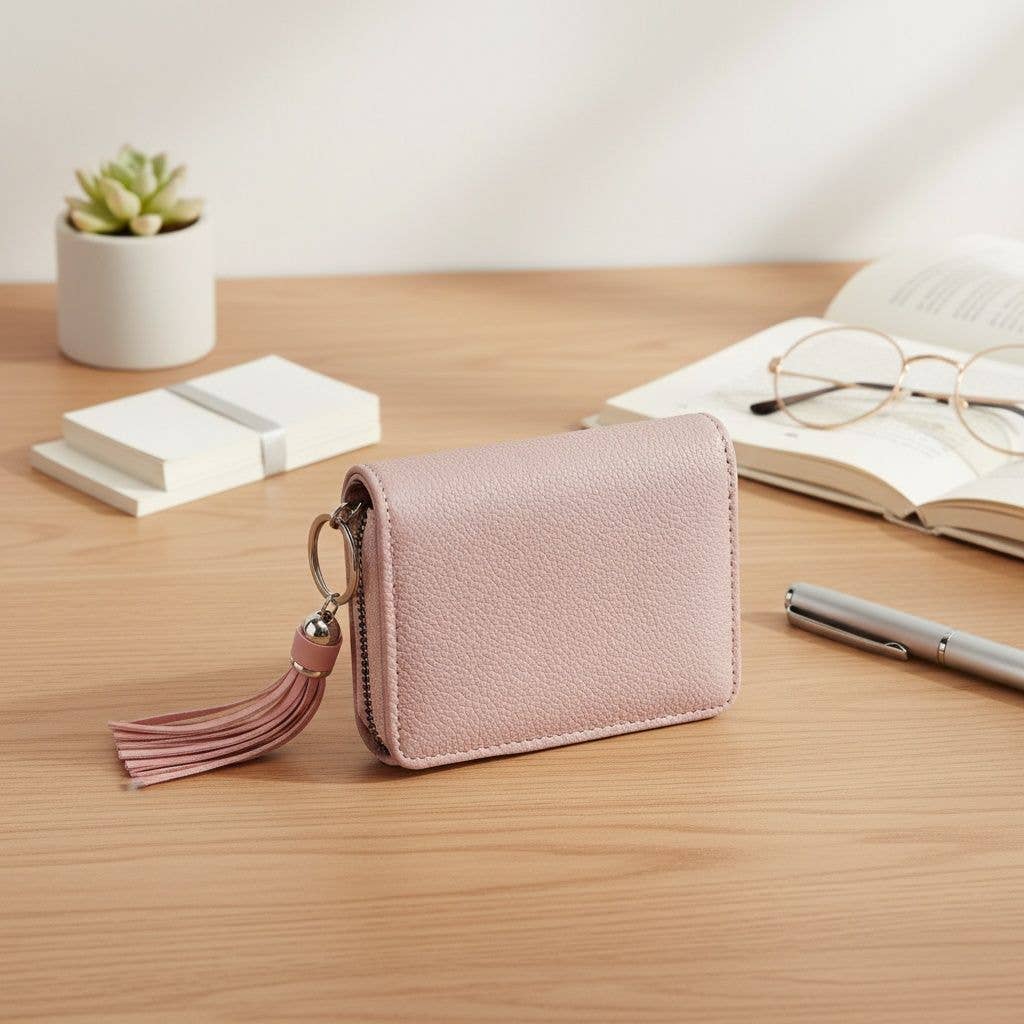AKA Pink Tassel Keychain Zipper Wallet Updated: Color: Pink