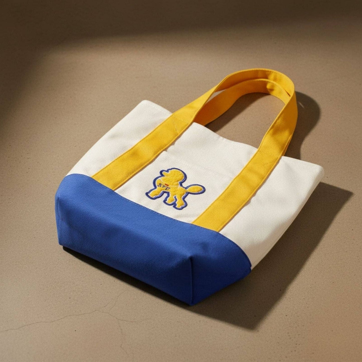 SGRHO Mini Canvas Tote Bag Poodle Embroider Merch: Color: Gold and Blue