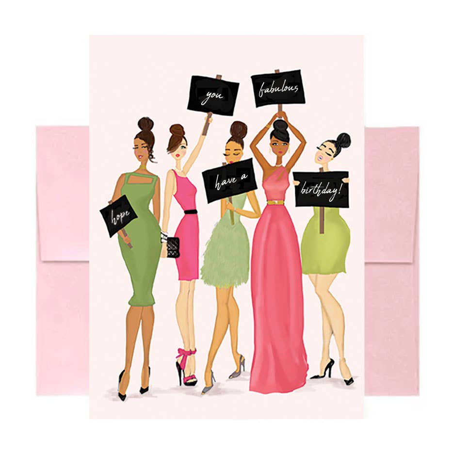 Birthday Signs in Pink and Green Card