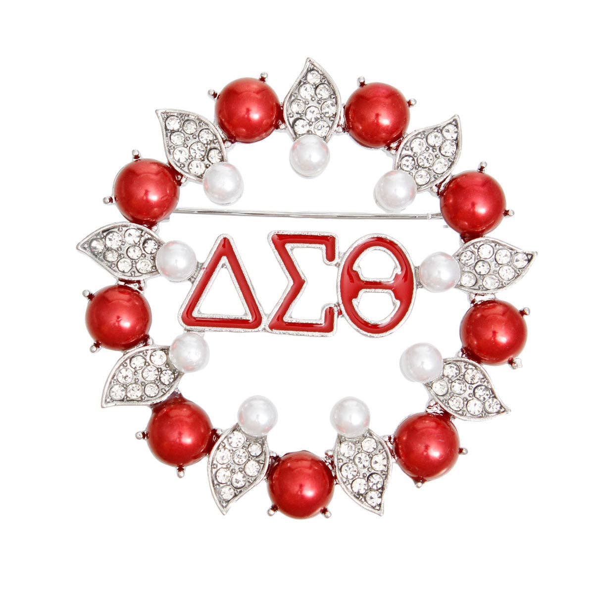 Brooch Red White Delta Pearl Pin for Women: Red and White