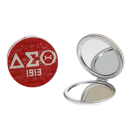 DST Sorority Red Bling Mirror Compact: Red and White