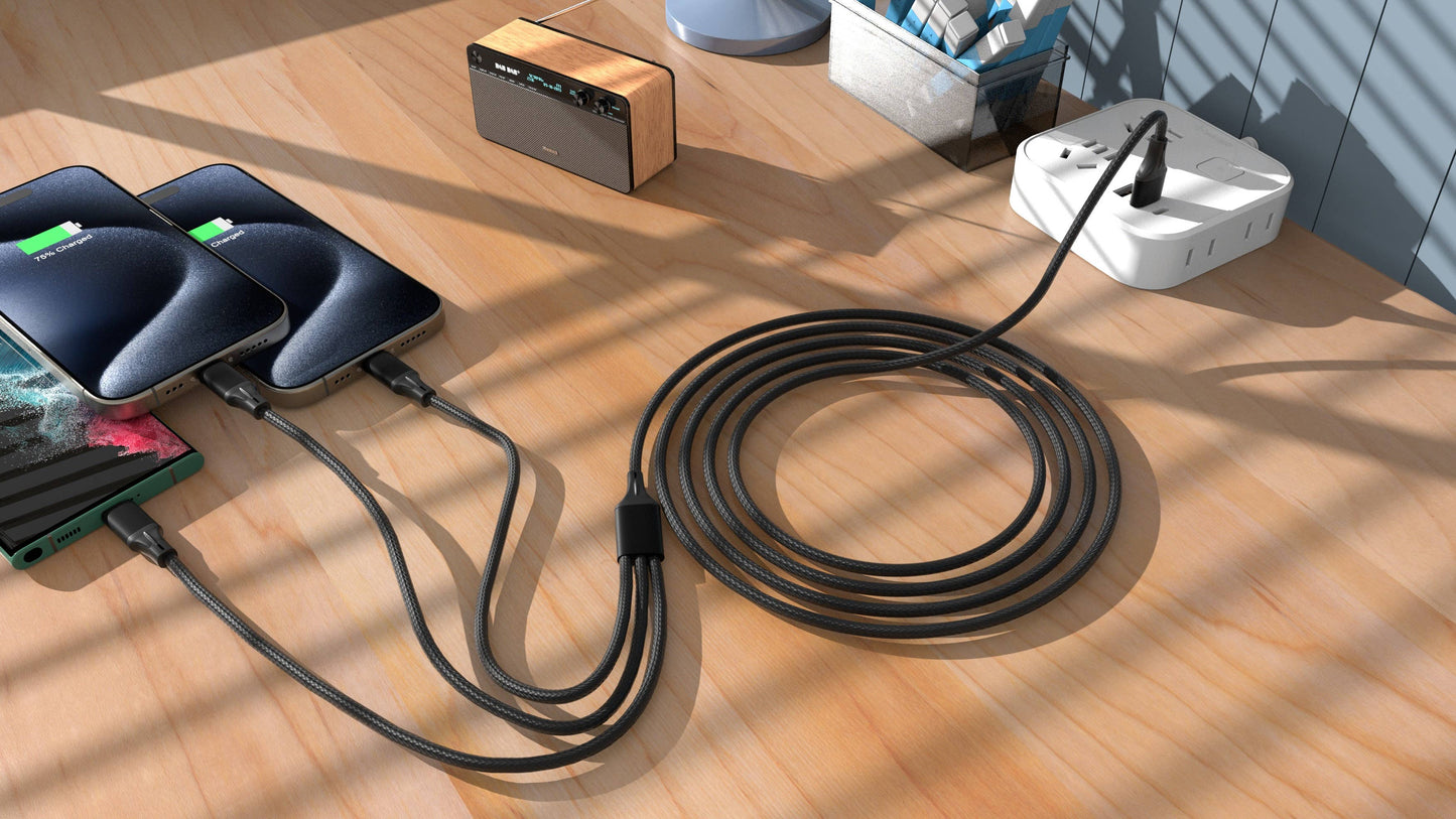 3-in-1 Cable For IPhone/Ipad & Android Devices - Retail Pack: Black
