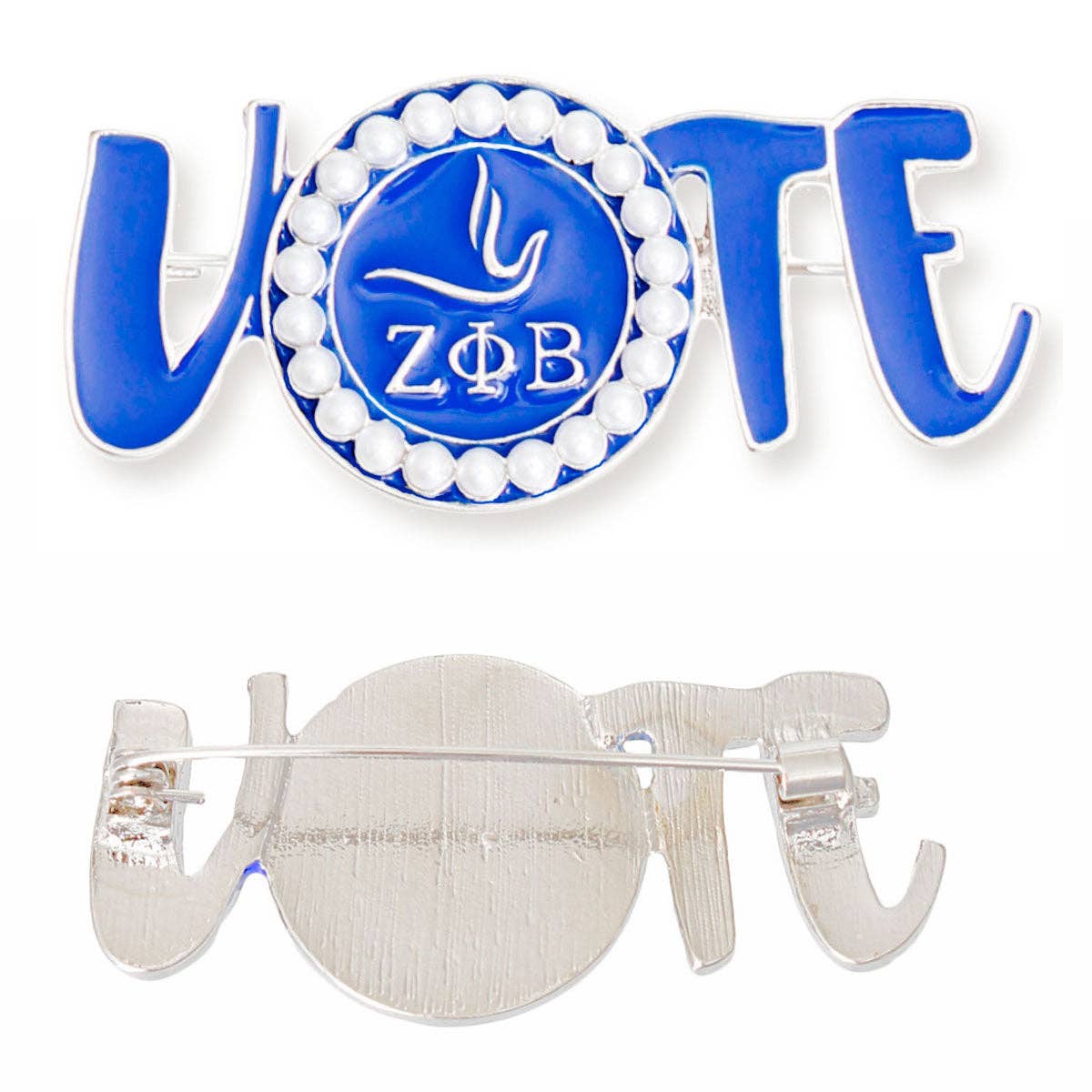 Brooch Zeta Phi Vote Sorority Pin for Women: Blue and White