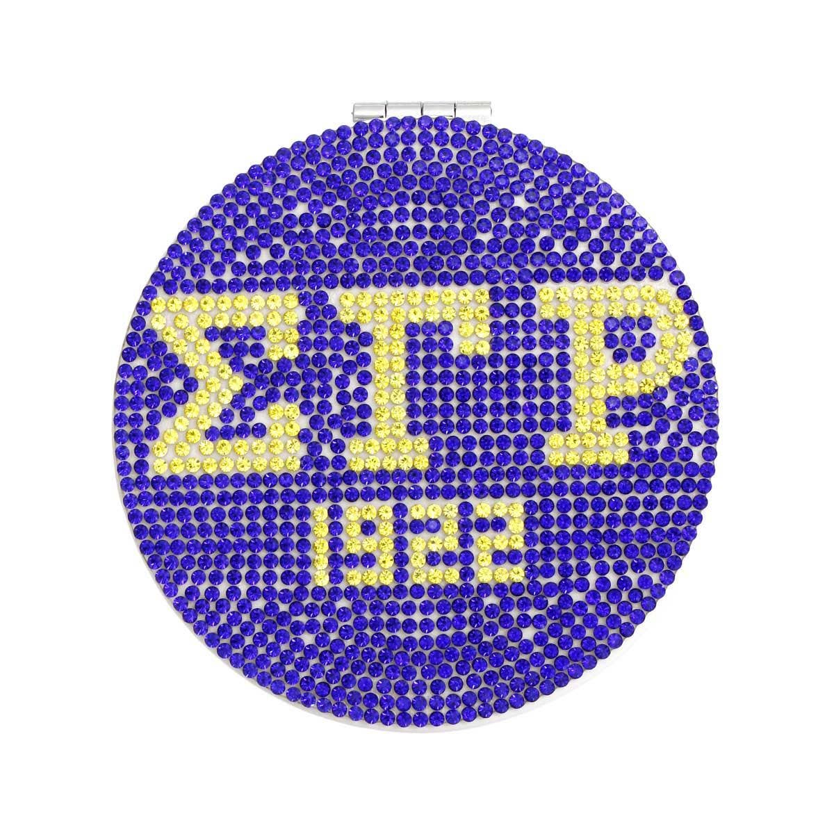 SGRHO Sorority Blue and Gold Bling Mirror Compact: Gold and Blue