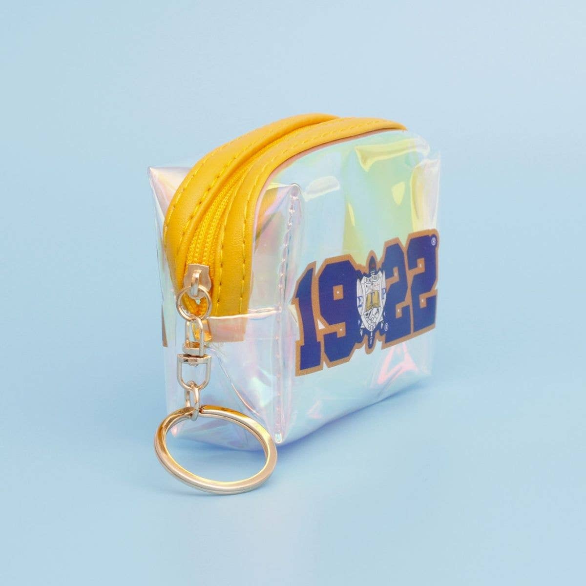 SGRHO Sorority Iridescent Zipper Pouch Keychain: Gold and Blue