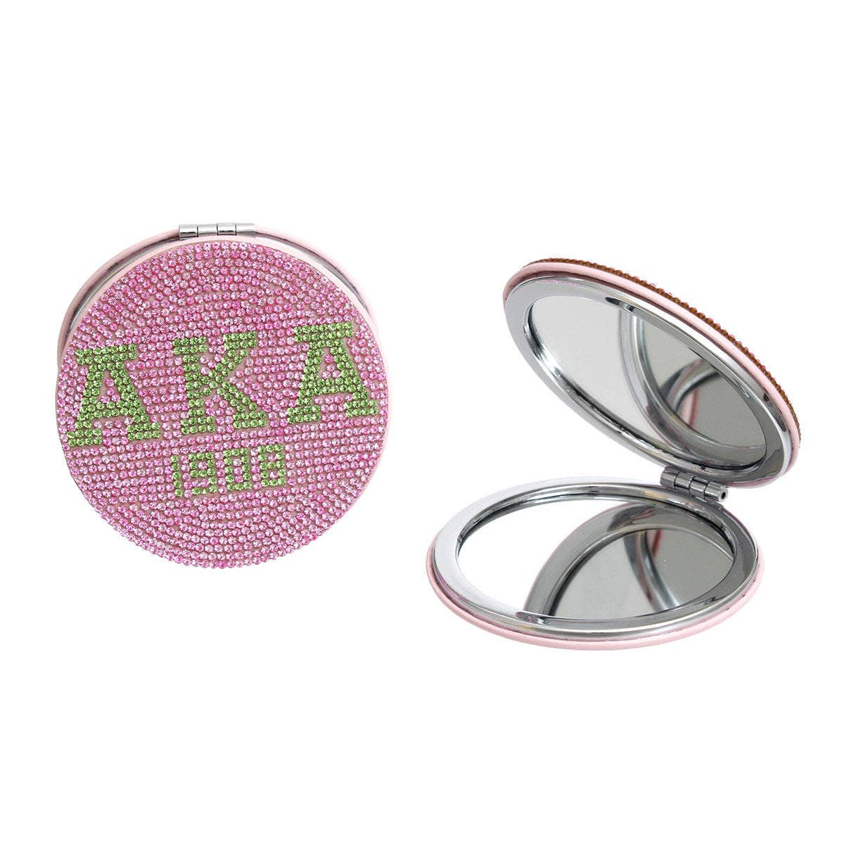 AKA Sorority Pink Bling Mirror Compact: Pink and Green