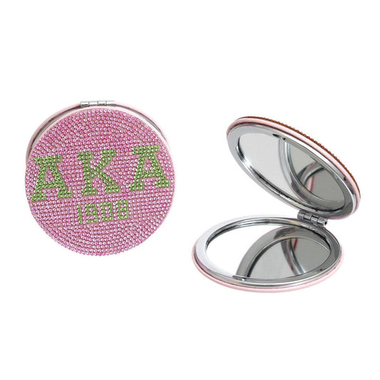 AKA Sorority Pink Bling Mirror Compact: Pink and Green