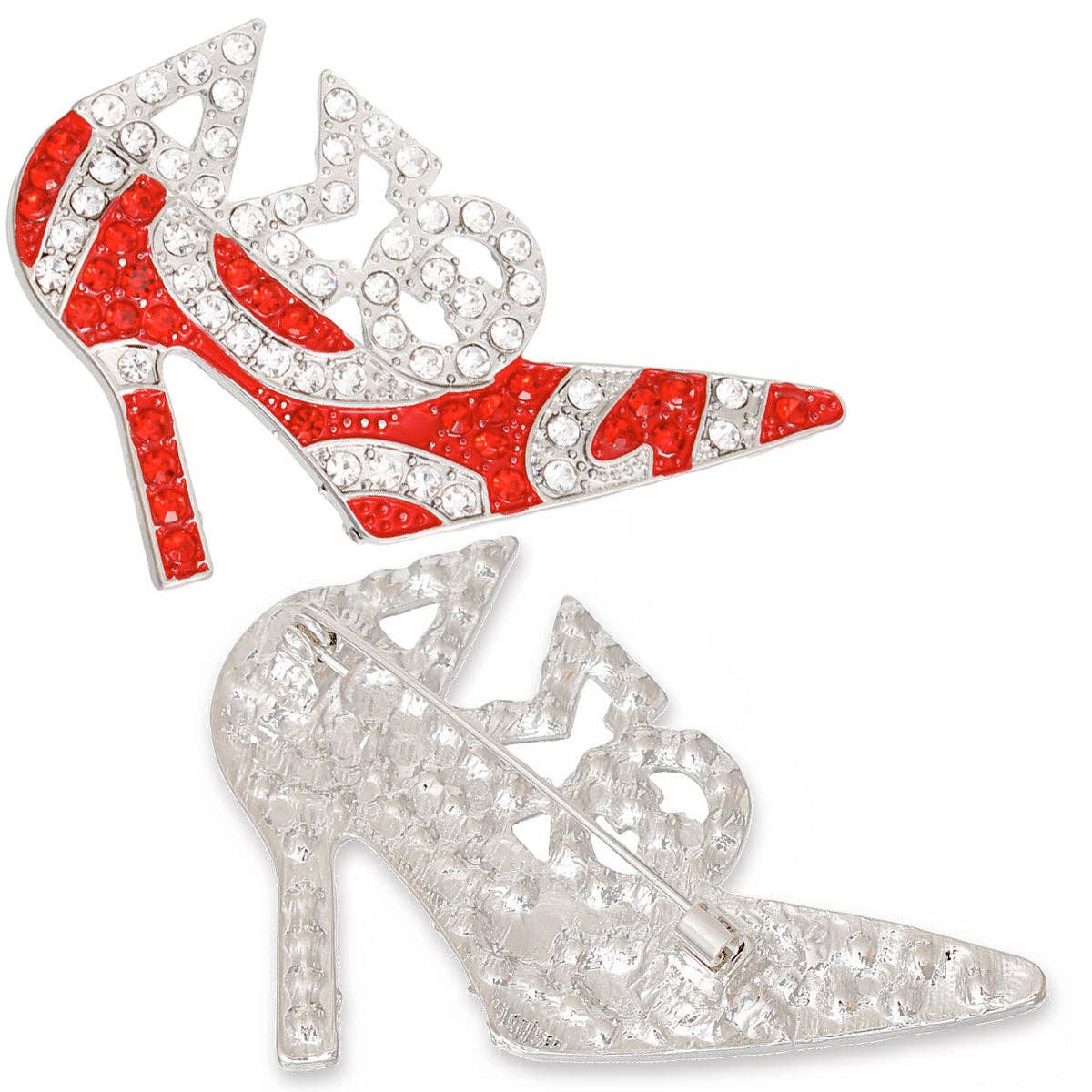 Brooch Delta Sigma Sorority Heel Pin for Women: Red and White