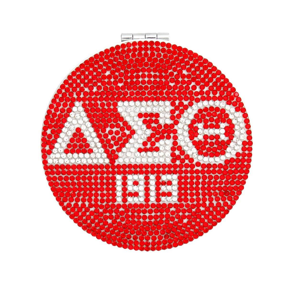 DST Sorority Red Bling Mirror Compact: Red and White