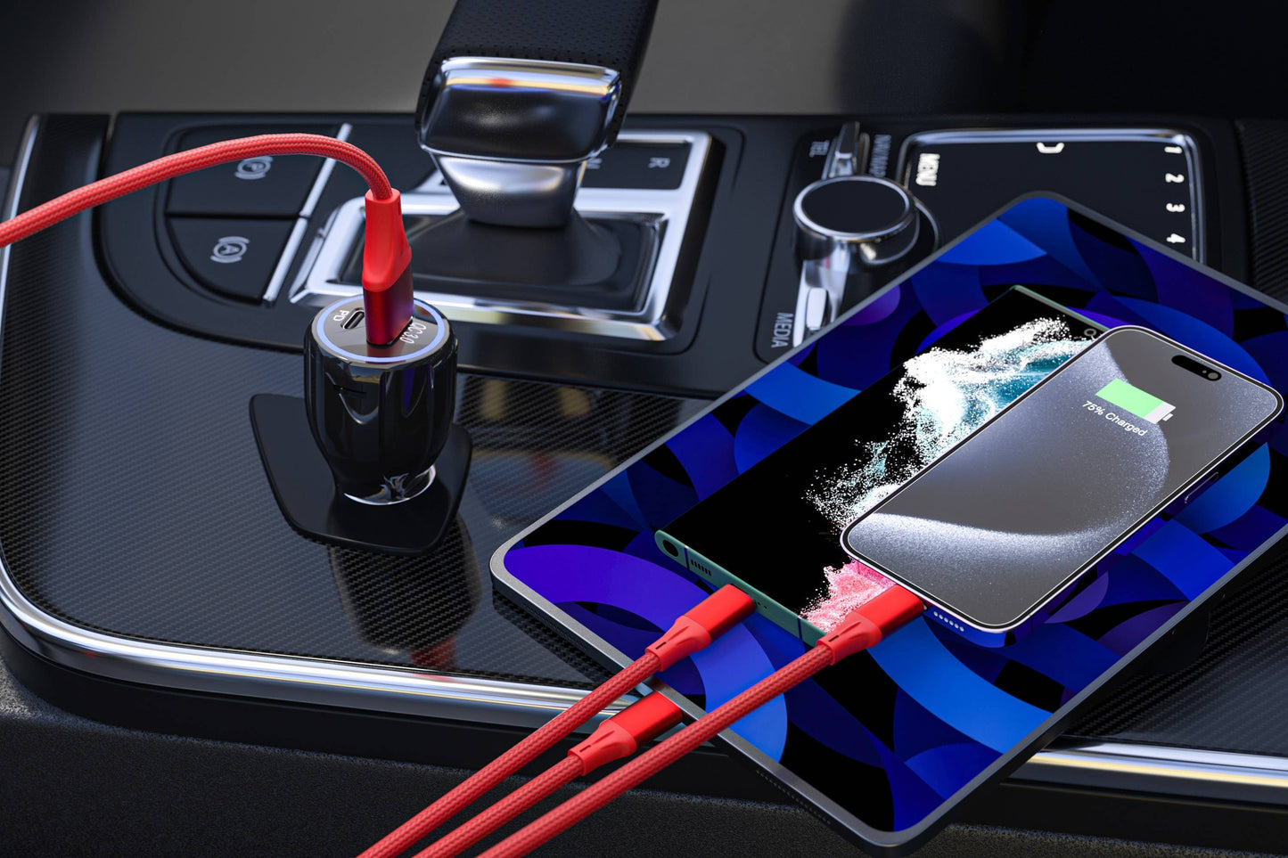 3-in-1 Cable For IPhone/Ipad & Android Devices - Retail Pack: Red