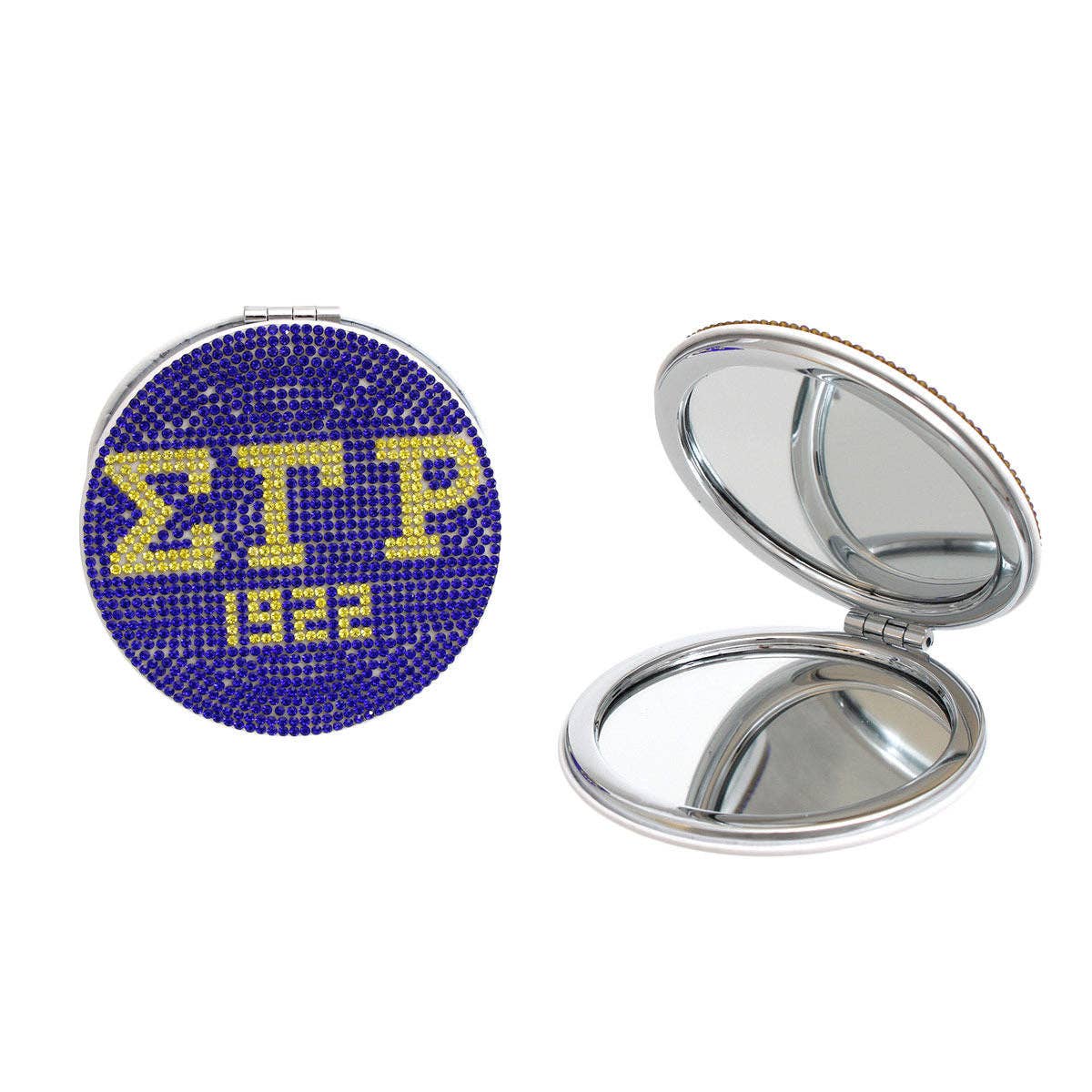 SGRHO Sorority Blue and Gold Bling Mirror Compact: Gold and Blue