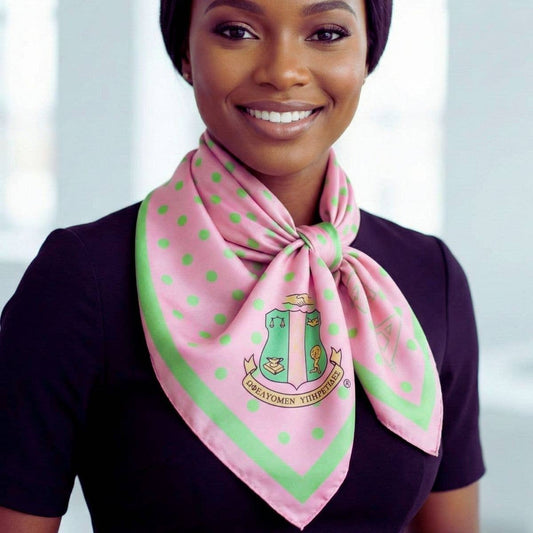 AKA Pink Polka Dot Square Sorority Scarf: Color: Pink