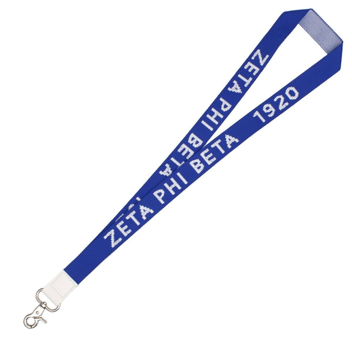 ZPB Blue Canvas Lanyard ID Badge Clip Women: Color: Blue and White