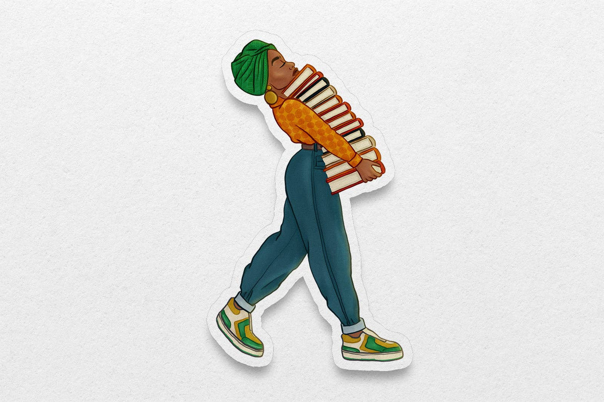 Black Girl Book Stacks Die Cut Sticker