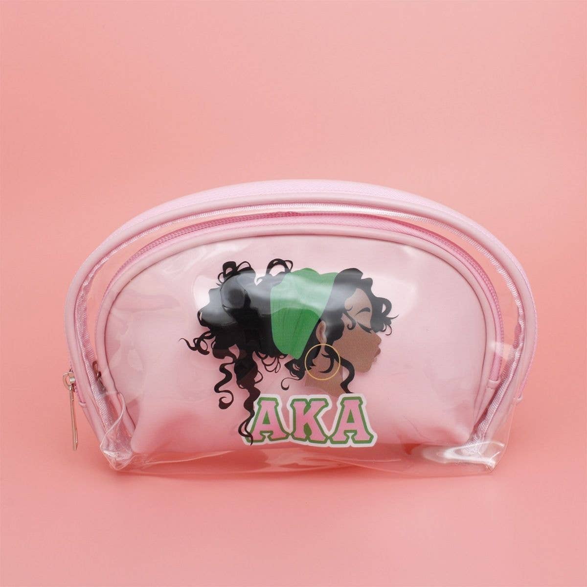 AKA Sorority Pink Cosmetic Pouch Set: Pink and Green