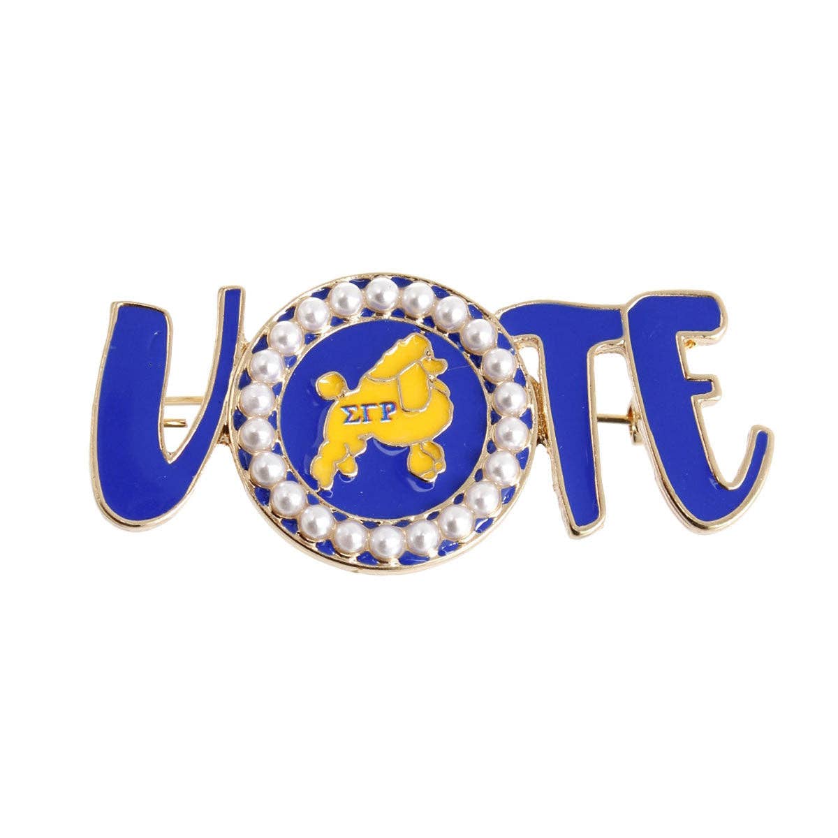 Brooch Sigma Gamma Vote Sorority Pin for Women: Gold / Gold and Blue