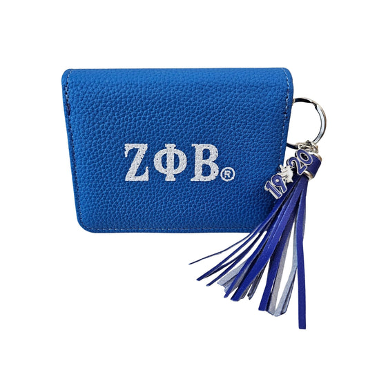 ZPB Sorority Blue Tassel Keychain Zipper Wallet: Color: Blue