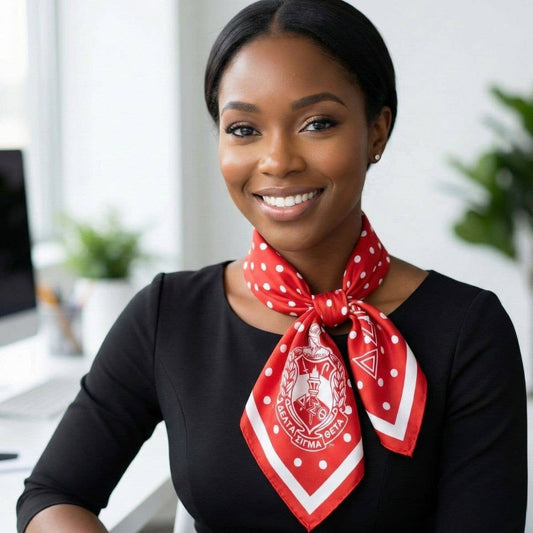 DST Red and White Polka Dot Square Sorority Scarf: Color: Red and White