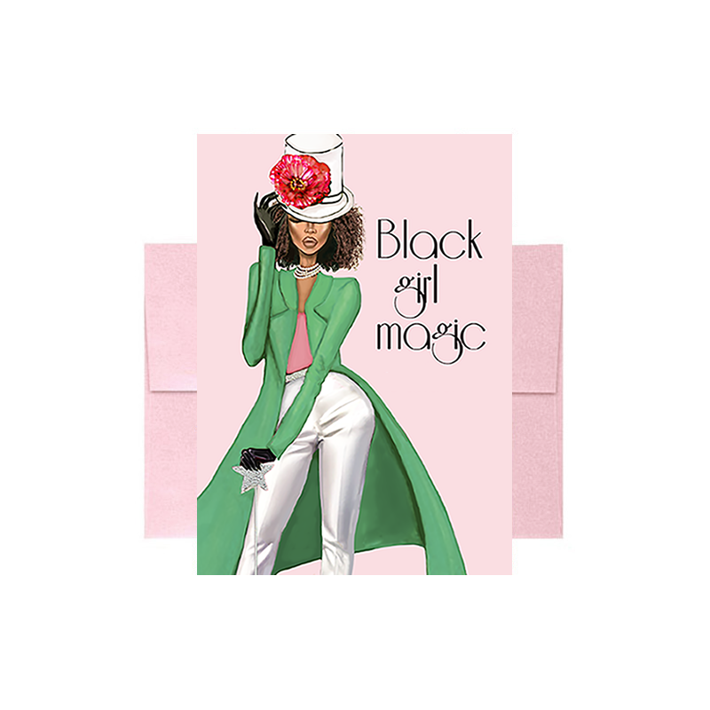 Black Girl Magic Card - Pink & Green