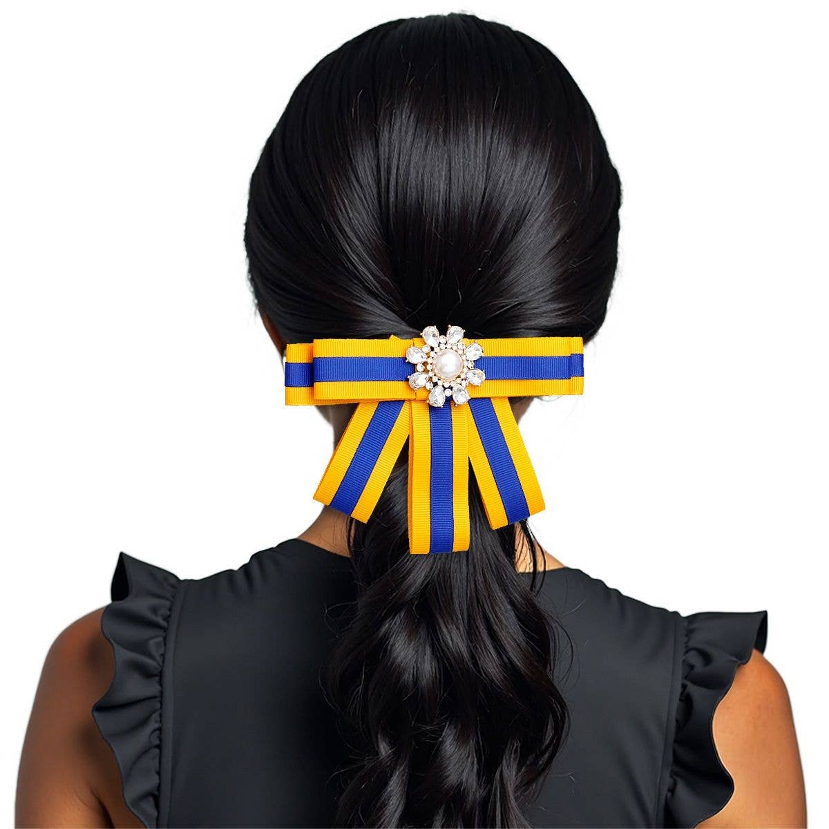 SGRHO Sorority Blue Gold Bow Tie Style Brooch: Gold