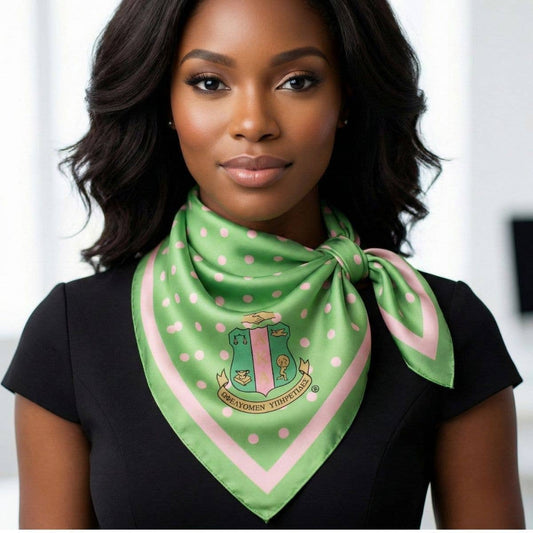 AKA Green Polka Dot Square Sorority Scarf: Color: Green