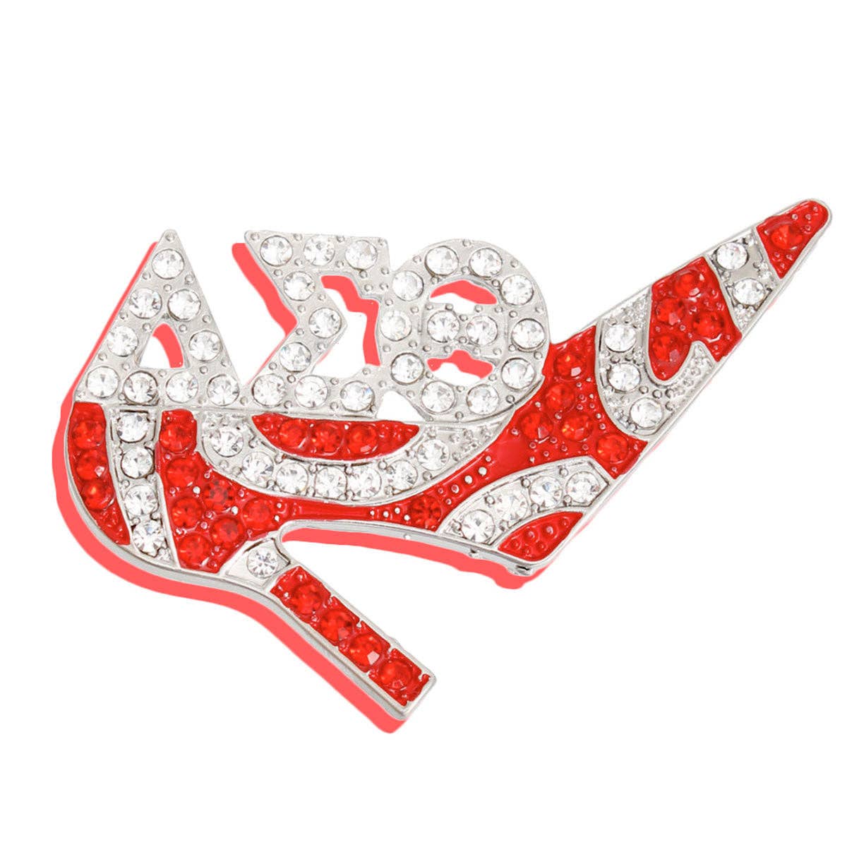 Brooch Delta Sigma Sorority Heel Pin for Women: Red and White