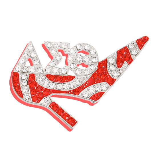 Brooch Delta Sigma Sorority Heel Pin for Women: Red and White