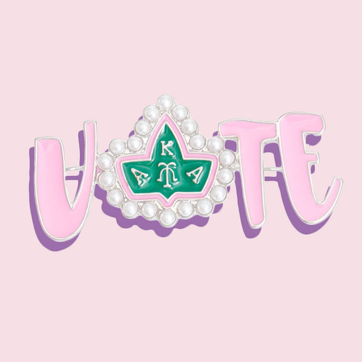 Brooch Alpha Kappa Vote Sorority Pin for Women: Pink and Green