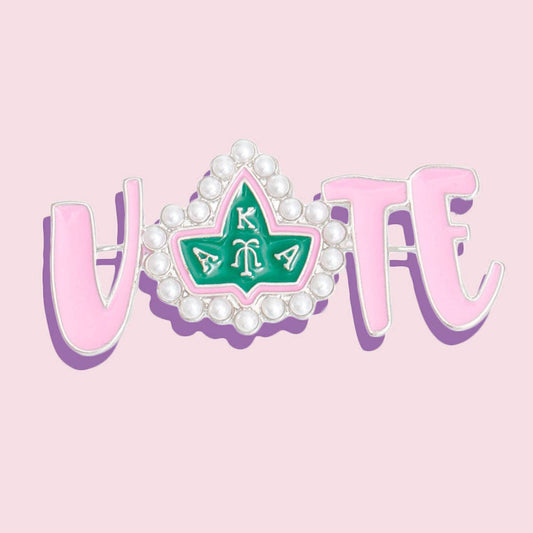 Brooch Alpha Kappa Vote Sorority Pin for Women: Pink and Green