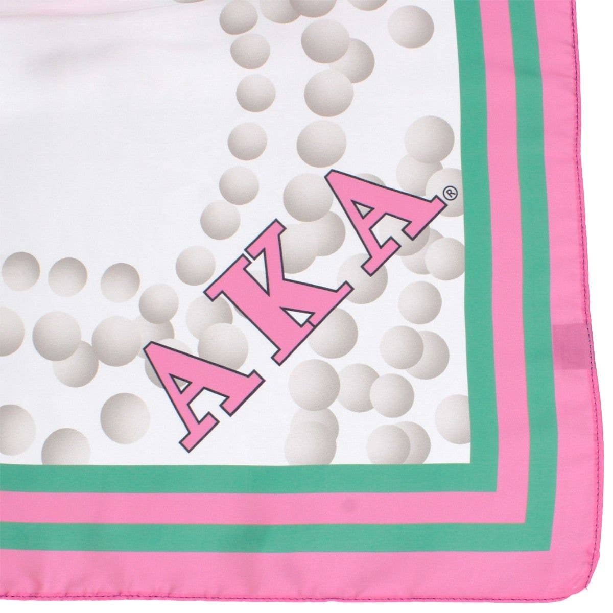 AKA Sorority Pearl Print Square Scarf for Women: Pink and Green
