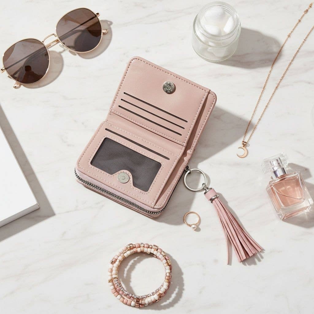 AKA Pink Tassel Keychain Zipper Wallet Updated: Color: Pink