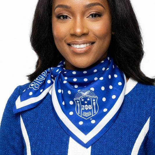 ZPB Blue and White Polka Dot Square Sorority Scarf: Color: Blue and White