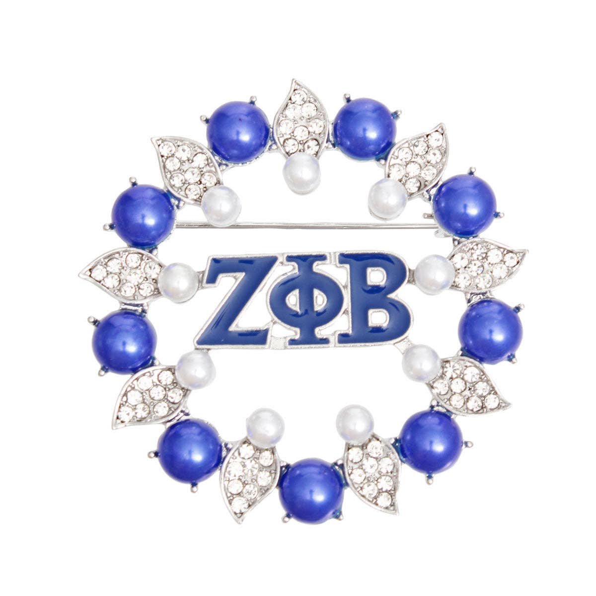 Brooch Blue White Zeta Pearl Pin for Women: Blue and White