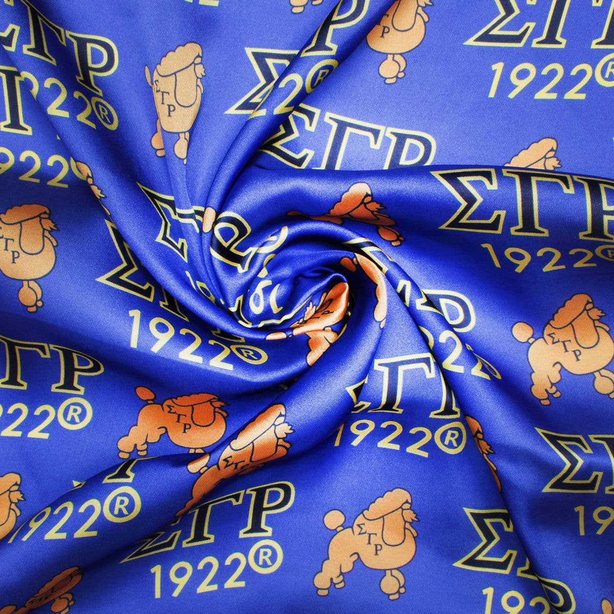 SGRHO Dark Blue and Yellow Poodle Square Scarf: Color: Blue
