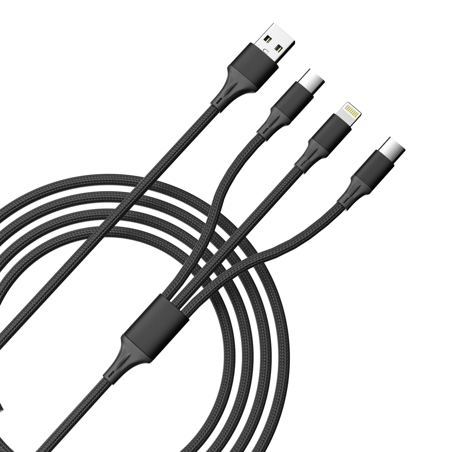 3-in-1 Cable For IPhone/Ipad & Android Devices - Retail Pack: Black