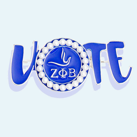 Brooch Zeta Phi Vote Sorority Pin for Women: Blue and White