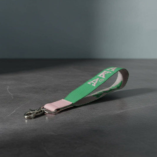 AKA Green Canvas Embroidered Wristlet Strap Clip: Color: Green