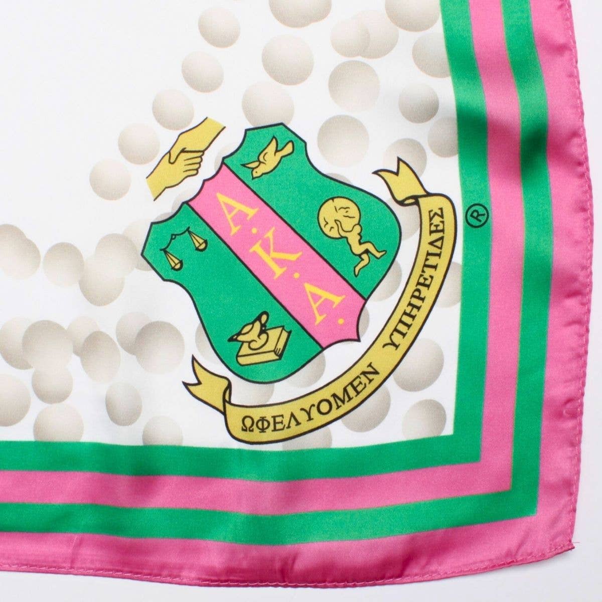 AKA Sorority Pearl Print Square Scarf for Women: Pink and Green